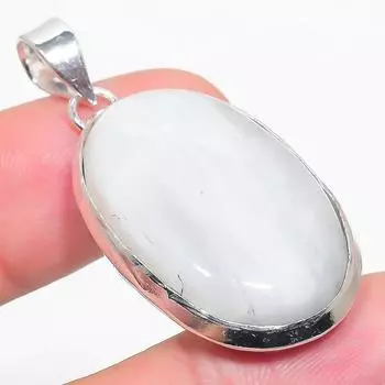 Подвеска из стерлингового серебра 925 пробы с натуральным радужным лунным камнем размером 1,81 дюйма D7F51