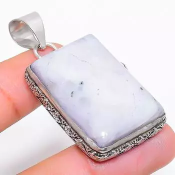 Подвеска из стерлингового серебра 925 пробы с натуральным радужным лунным камнем 2,05 дюйма L5P40