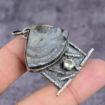 Подвеска из стерлингового серебра 925 пробы с натуральной розой пустыни и топазом 2,36 дюйма r8G31