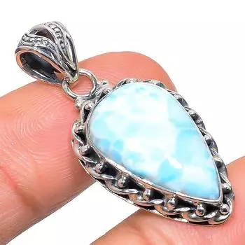 Подвеска из стерлингового серебра 925 пробы с драгоценным камнем Natural Republic Larimar 1,58 дюйма y0o30