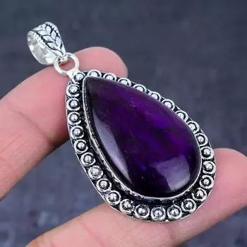 Подвеска из стерлингового серебра 925 пробы с фиолетовым лабрадоритом, ручная работа, 2,48 дюйма, n2D24