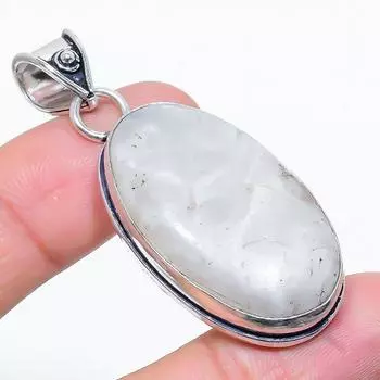 Подвеска из стерлингового серебра 925 пробы с натуральным радужным лунным камнем 2,17 дюйма S6t52