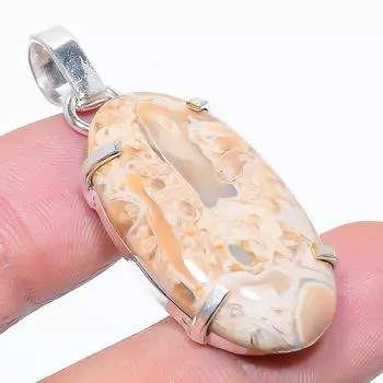 Подвеска из стерлингового серебра 925 пробы с натуральным яшмовым корнем, 1,69 дюйма, w1f46