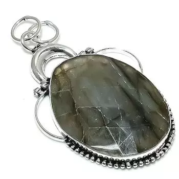 Подвеска из стерлингового серебра 925 пробы с драгоценным камнем лабрадоритом 2,76 дюйма k0e74