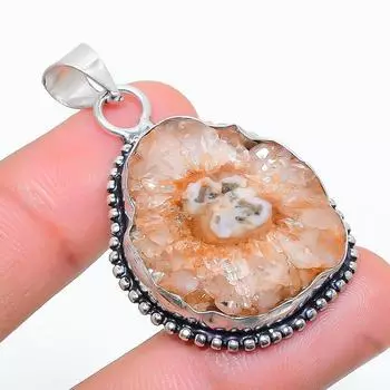 Подвеска из стерлингового серебра 925 пробы с натуральным коричневым солнечным кварцем 1,77 дюйма F6D49