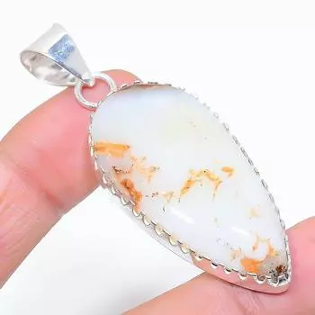 Подвеска из стерлингового серебра 925 пробы с натуральным валуном хризопразом 2,36 дюйма M9b88