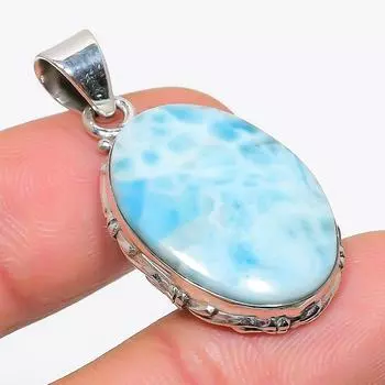 Подвеска из стерлингового серебра 925 пробы с драгоценным камнем Natural Republic Larimar, 1,50 дюйма u2P03