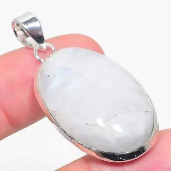 Подвеска из стерлингового серебра 925 пробы с натуральным радужным лунным камнем размером 1,85 дюйма z5M73