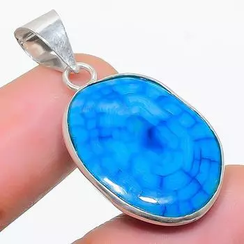 Подвеска из стерлингового серебра 925 пробы с натуральным синим камнем Друзы ручной работы 1,42 дюйма B3t40