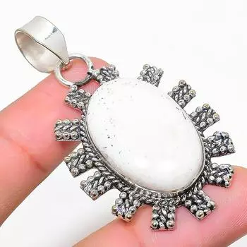 Подвеска из стерлингового серебра 925 пробы с натуральным радужным лунным камнем 2,25 дюйма K4c68