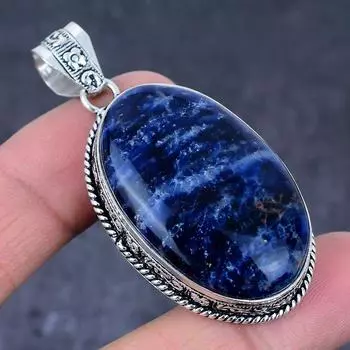 Подвеска из стерлингового серебра 925 пробы с драгоценным камнем содалит 2,29 дюйма b9q55