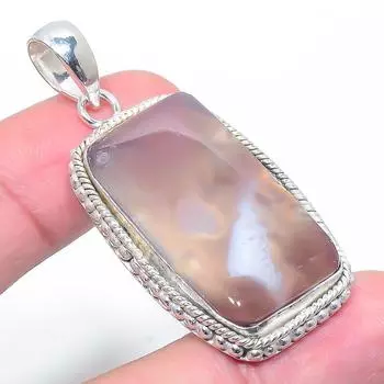 Подвеска из стерлингового серебра 925 пробы с натуральным шлейфовым агатом ручной работы 2,13 дюйма v4A93