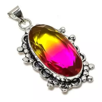 Подвеска из стерлингового серебра 925 пробы с двухцветным турмалином 2,29 дюйма R1C87