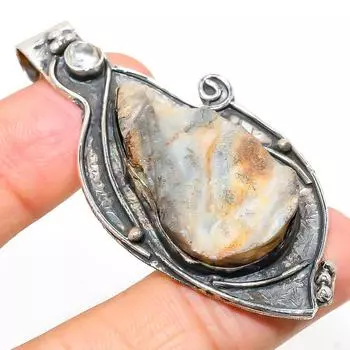 Подвеска из стерлингового серебра 925 пробы с натуральной розой пустыни и топазом 2,56 дюйма G2y34