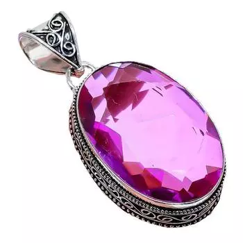 Подвеска из стерлингового серебра 925 пробы с розовым аметистом, ручная работа, 2,17 дюйма AH-833 2.2 розовый