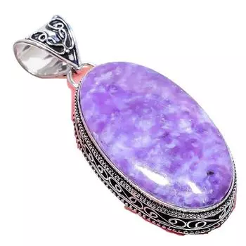 Подвеска из стерлингового серебра 925 пробы с драгоценным камнем лепидолитом 2,17 дюйма AH-758 2.2 фиолетовый
