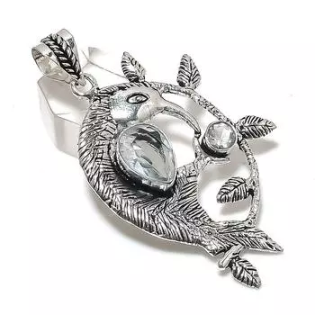 Подвеска из стерлингового серебра 925 пробы с натуральным белым топазом 2,56 дюйма q1f74