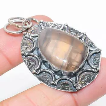 Подвеска из стерлингового серебра 925 пробы с натуральным драгоценным камнем флюорит ручной работы 2,01 дюйма t8j97