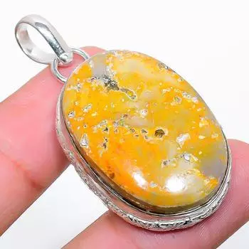 Подвеска из стерлингового серебра 925 пробы с натуральным драгоценным камнем шмель яшма 1,97 дюйма i1A03