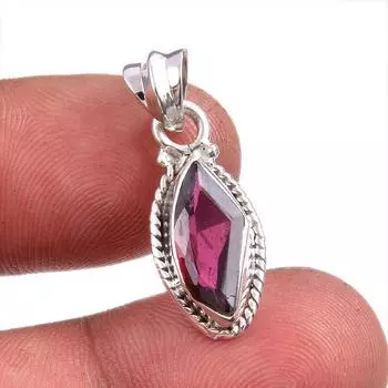Подвеска из стерлингового серебра 925 пробы с натуральным гранатом, ручная работа, 1,25 дюйма l7i34