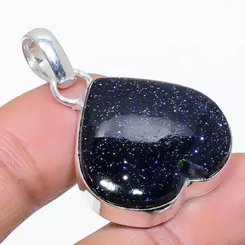 Подвеска из стерлингового серебра 925 пробы с натуральным черным солнечным камнем ручной работы 1,46 дюйма s0f47