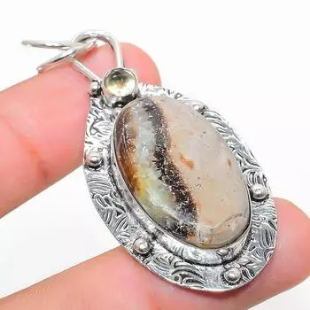 Подвеска из стерлингового серебра 925 пробы с натуральным камнем септериан и цитрином 2,36 дюйма m5b36