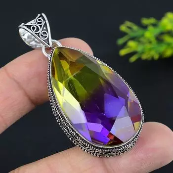 Подвеска из стерлингового серебра 925 пробы с двухцветным турмалином 2,32 дюйма R0S03