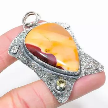 Подвеска из стерлингового серебра 925 пробы с натуральным мукаитом и цитрином, 2,68 дюйма, V1H10