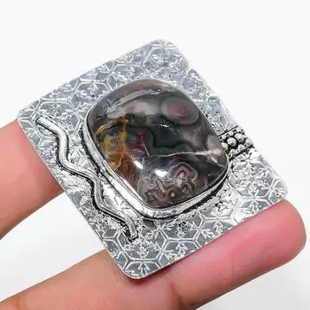 Подвеска из стерлингового серебра 925 пробы с натуральным кружевным агатом Лагуна, размер 1,65 дюйма, S5T11