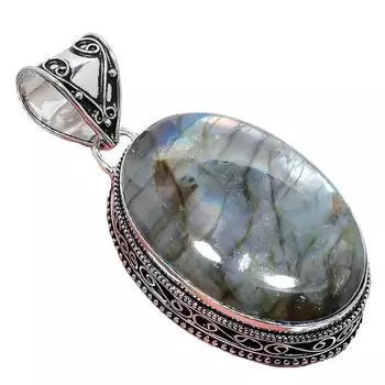 Подвеска из стерлингового серебра 925 пробы с драгоценным камнем лабрадоритом 2,17 дюйма AH-852 2.2 чёрный