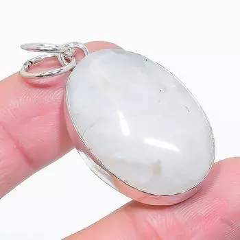 Подвеска из стерлингового серебра 925 пробы с натуральным радужным лунным камнем размером 1,97 дюйма k6E31