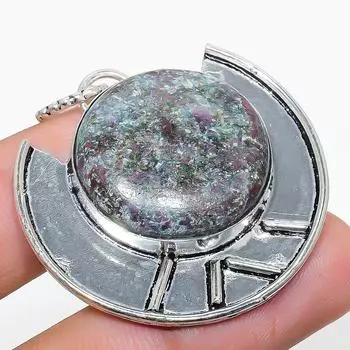 Подвеска из стерлингового серебра 925 пробы с драгоценным камнем RubyFuchsite, 1,77 дюйма, r2N63