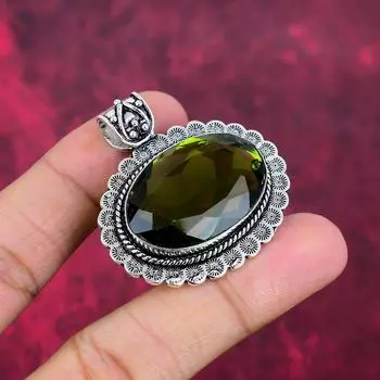 Подвеска из стерлингового серебра 925 пробы с перидотом, подвеска ручной работы с драгоценными камнями, подарки для жены, совершенно новая подвеска 1.77 Inches зелёный