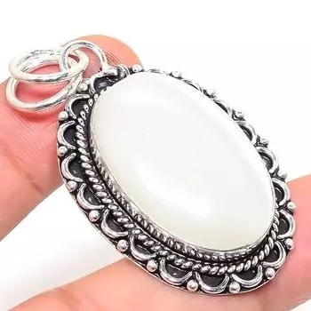 Подвеска из стерлингового серебра 925 пробы с натуральным радужным лунным камнем 2,09 дюйма i8k37