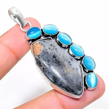 Подвеска из стерлингового серебра 925 пробы с натуральным дендритовым опалом и драгоценным камнем Monalisa 2,44 дюйма n4w99