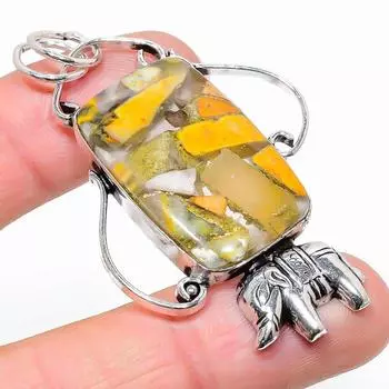 Подвеска из стерлингового серебра 925 пробы с натуральным драгоценным камнем шмель яшма 2,36 дюйма w4N68