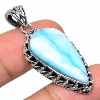 Подвеска из стерлингового серебра 925 пробы с драгоценным камнем Natural Republic Larimar 1,77 дюйма V3a15