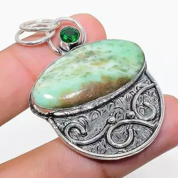 Подвеска из стерлингового серебра 925 пробы с натуральным хризопразом и драгоценным камнем перидот 2,09 дюйма u8G27