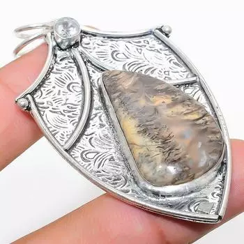 Подвеска из стерлингового серебра 925 пробы с натуральным русским дендритным белым топазом 2,64 дюйма R1J06