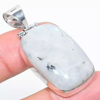 Подвеска из стерлингового серебра 925 пробы с натуральным радужным лунным камнем 1,85 дюйма b1c62