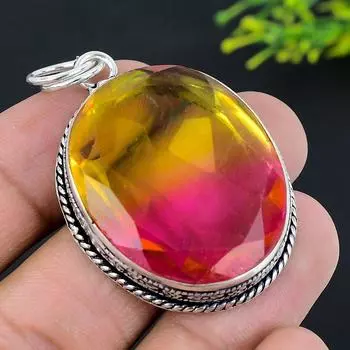 Подвеска из стерлингового серебра 925 пробы с двухцветным турмалином 2,13 дюйма l1O79