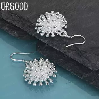 Подвеска из стерлингового серебра 925 пробы с коралловым фейерверком, серьги для пирсинга, модные свадебные украшения 1.40*1.40cm