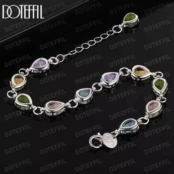 Подвеска из стерлингового серебра 925 пробы с цирконием класса ААА, цветной браслет с цирконием, модные свадебные украшения 20CM