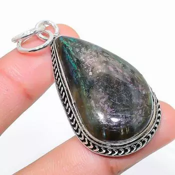 Подвеска из стерлингового серебра 925 пробы с натуральным лабрадоритом ручной работы 2,32 дюйма U8L06