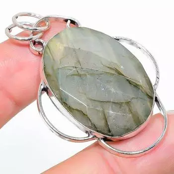 Подвеска из стерлингового серебра 925 пробы с натуральным лабрадоритом ручной работы 2,17 дюйма l6O22