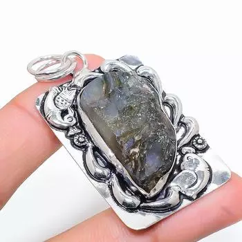 Подвеска из стерлингового серебра 925 пробы с натуральным лабрадоритом ручной работы 2,40 дюйма R9P05