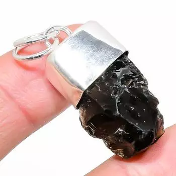 Подвеска из стерлингового серебра 925 пробы с натуральным дымчатым грубым драгоценным камнем ручной работы 1,58 дюйма P5F74