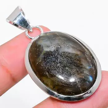 Подвеска из стерлингового серебра 925 пробы с натуральным лабрадоритом ручной работы 1,97 дюйма L6c68