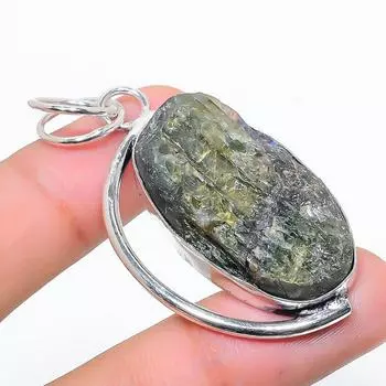 Подвеска из стерлингового серебра 925 пробы с натуральным лабрадоритом ручной работы 2,25 дюйма V9w92