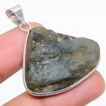 Подвеска из стерлингового серебра 925 пробы с натуральным лабрадоритом ручной работы 1,62 дюйма F2l88
